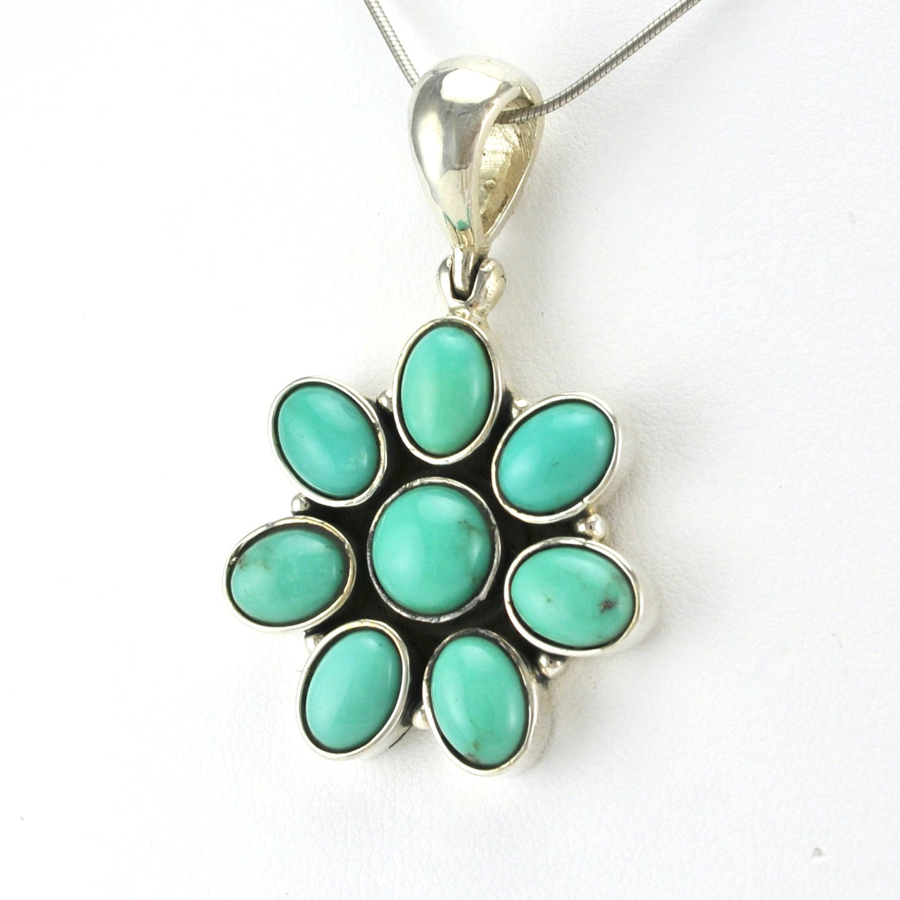 Sterling Silver Turquoise Flower Pendant