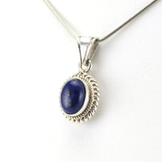 Sterling Silver Lapis 7x9mm Oval Pendant