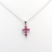 Sterling Silver Ruby Cross Necklace