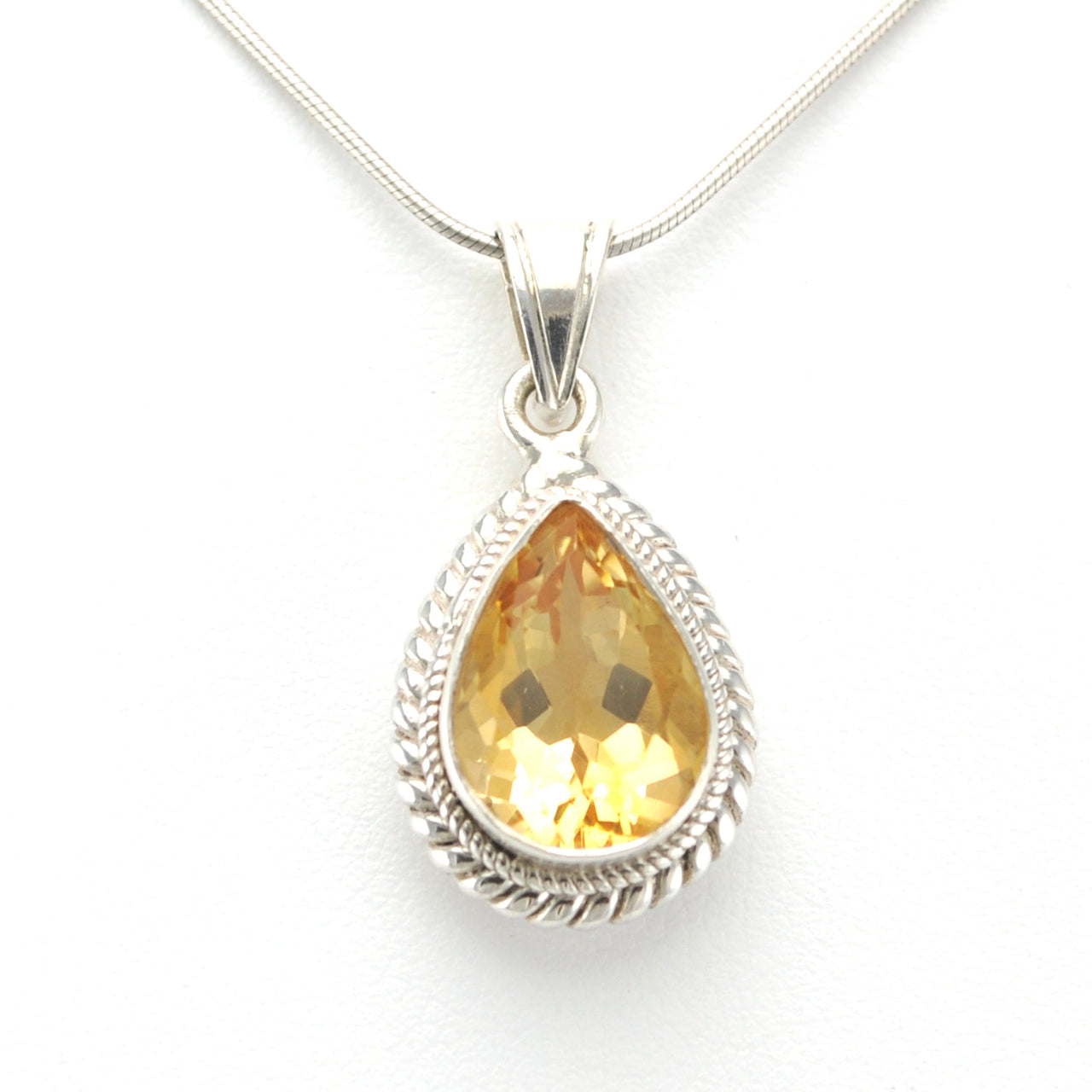 Alt View Sterling Silver Citrine 10x14mm Tear Pendant