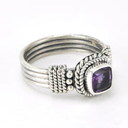 Alt View Sterling Silver Amethyst 6mm Square 4 Band Ring