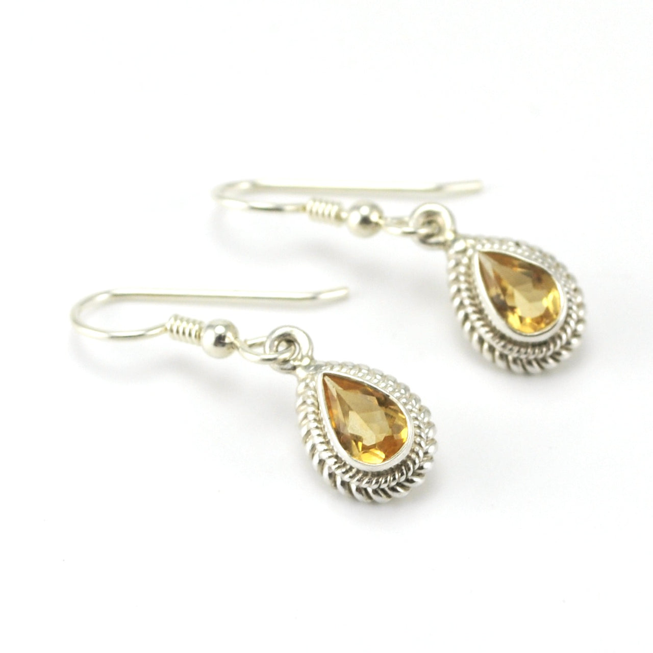 Sterling Silver Citrine 5x7mm Teardrop Dangle Earring