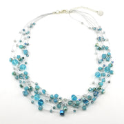 Japanese Silk Blue Faceted Glass Crystal Necklace