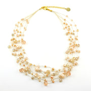Japanese Silk Peach Faceted Glass Crystal Necklace