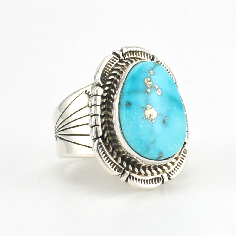 Alt View Sterling Silver Turquoise Ring Size 10 by Bennie Ration