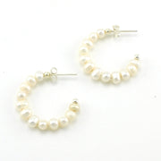Sterling Silver Freshwater Pearl Hoop Earrings