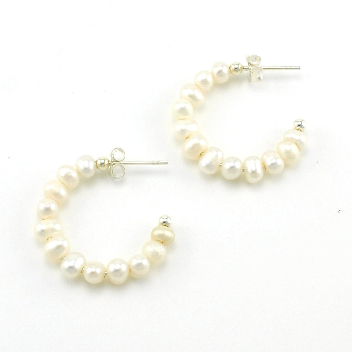 Sterling Silver Freshwater Pearl Hoop Earrings