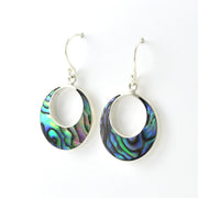 Alt View Sterling Silver Abalone Round Dangle Earrings
