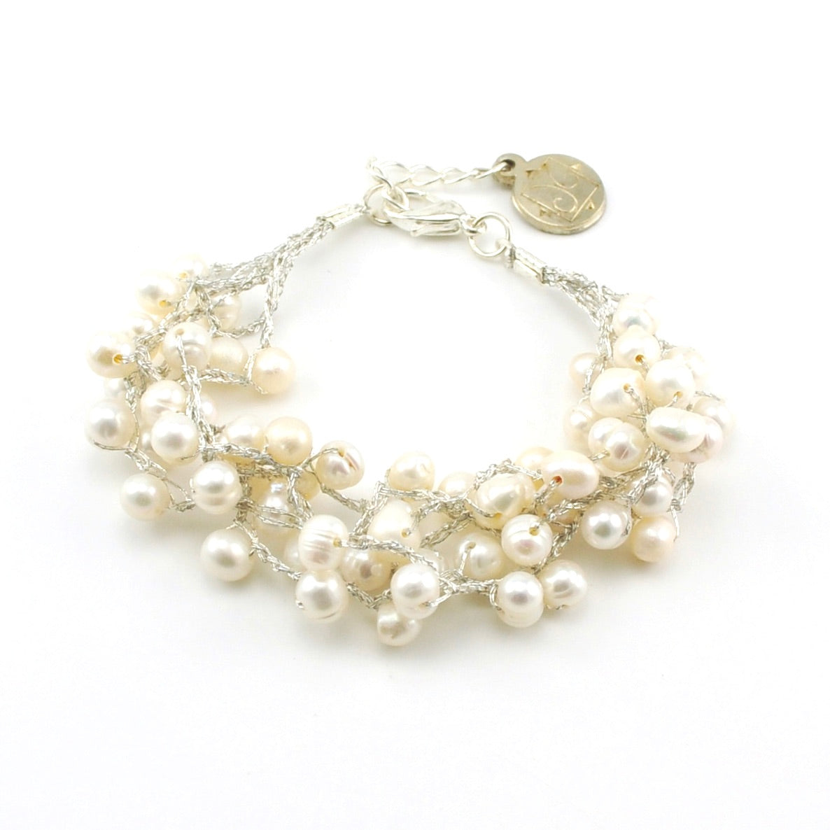 Alt View Japanese Silk White Pearl Bracelet