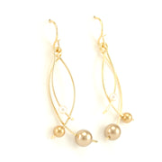 Side View Gold Fill 3 Bronze Colored Pearl Earrings
