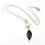 Sterling Silver Pearl Black Onyx Necklace