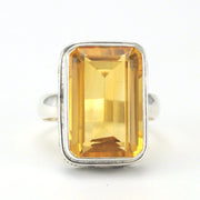 Alt View Sterling Silver Citrine 11x17mm Rectangle Bali Ring