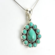 Side View Sterling Silver Turquoise Tear Cluster Pendant