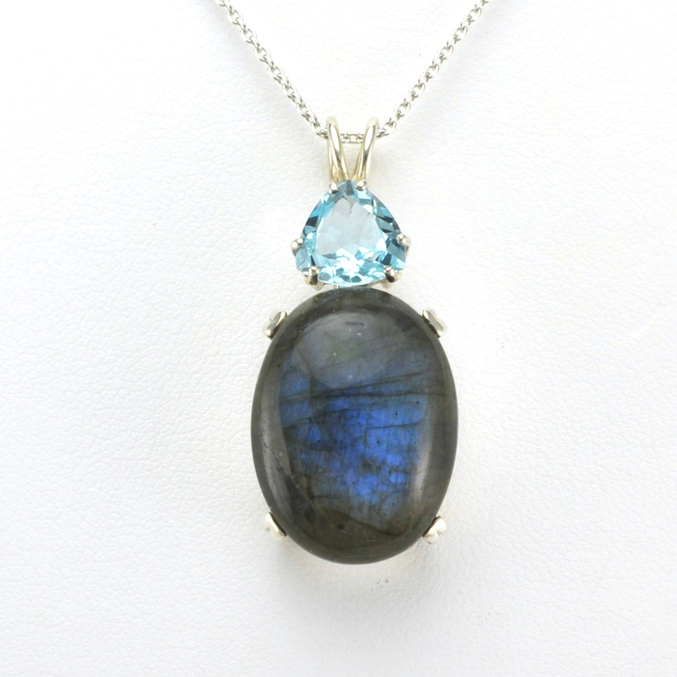 Alt View Sterling Silver Labradorite with Blue Topaz Necklace