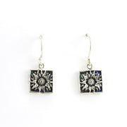 Alt View Sterling Silver Abalone Sunflower Square Earrings