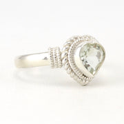 Alt View Sterling Silver Green Amethyst 7mm Heart Ring