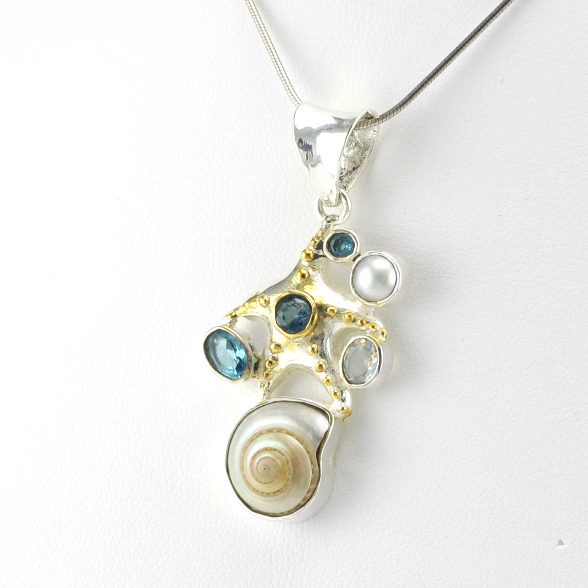 Sterling Silver Vermeil Starfish with Multistone Pendant
