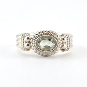 Sterling Silver Green Amethyst 4x6mm Oval Ring