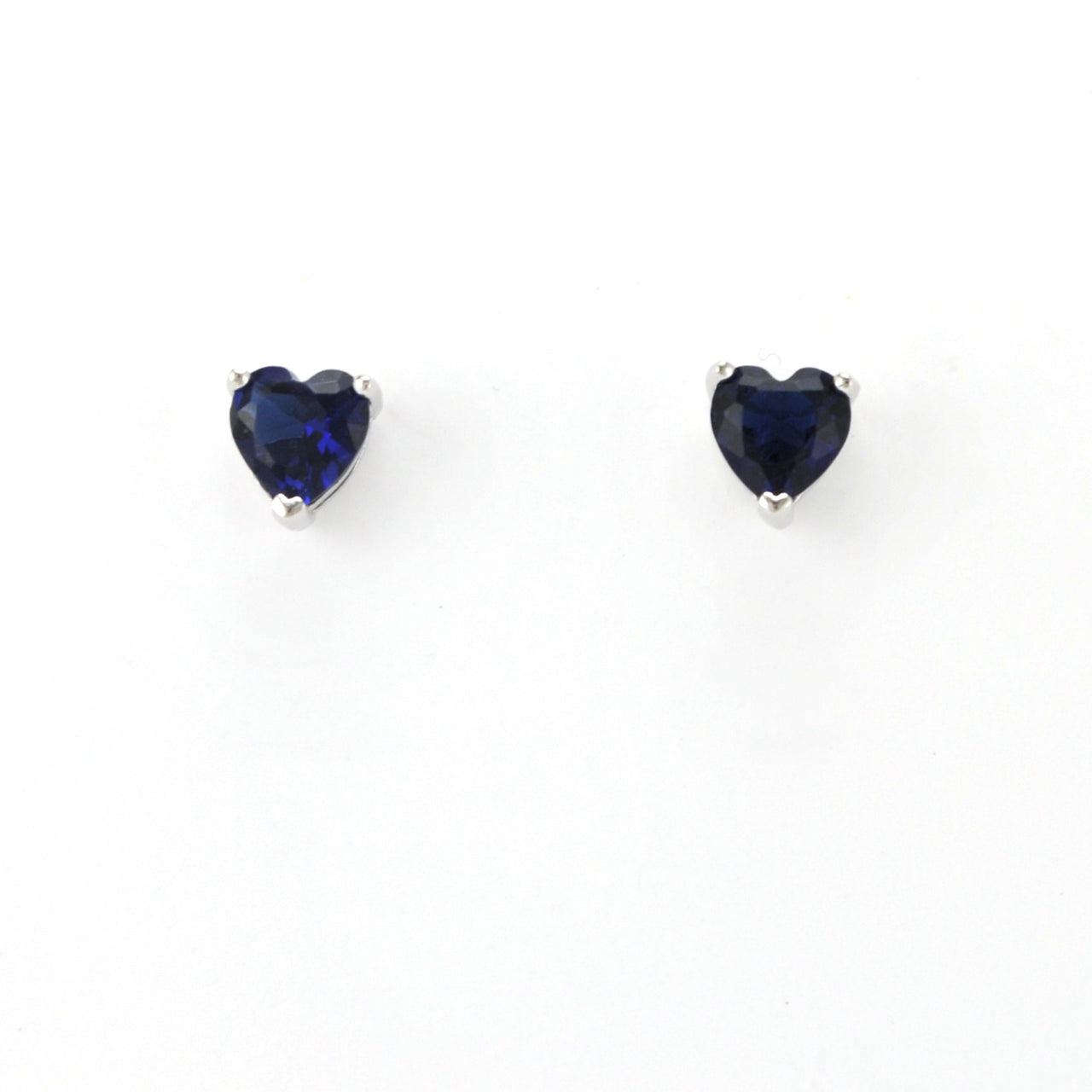 Alt View Sterling Silver Sapphire CZ Heart Post Earrings