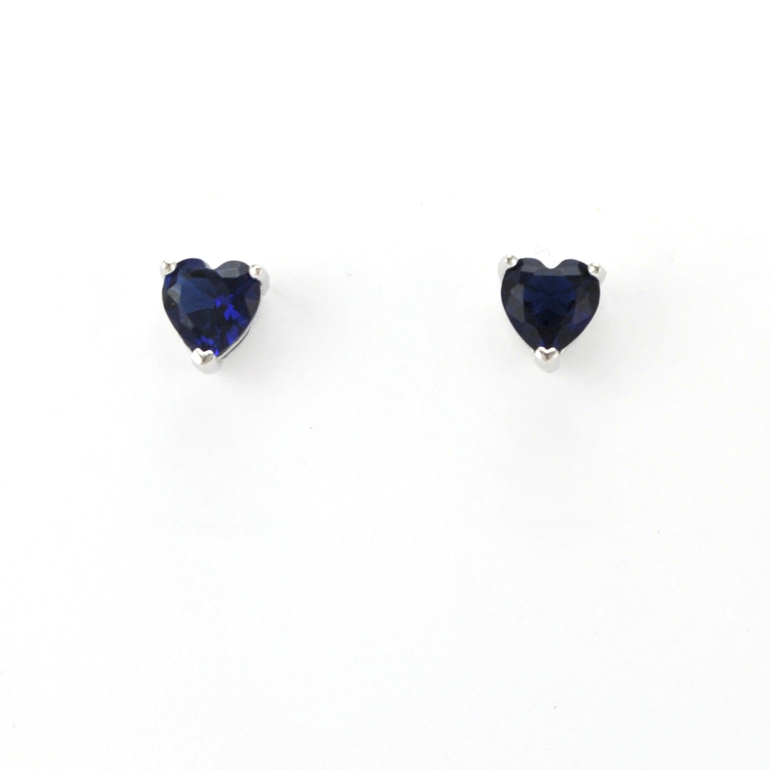 Alt View Sterling Silver Sapphire CZ Heart Post Earrings