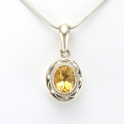 Alt View Sterling Silver Citrine 7x9mm Oval Ribbon Pendant