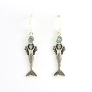 Alt View Sterling Silver Mermaid Blue Topaz Dangle Earrings