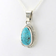 Side View Sterling Silver Kingman Turquoise Necklace