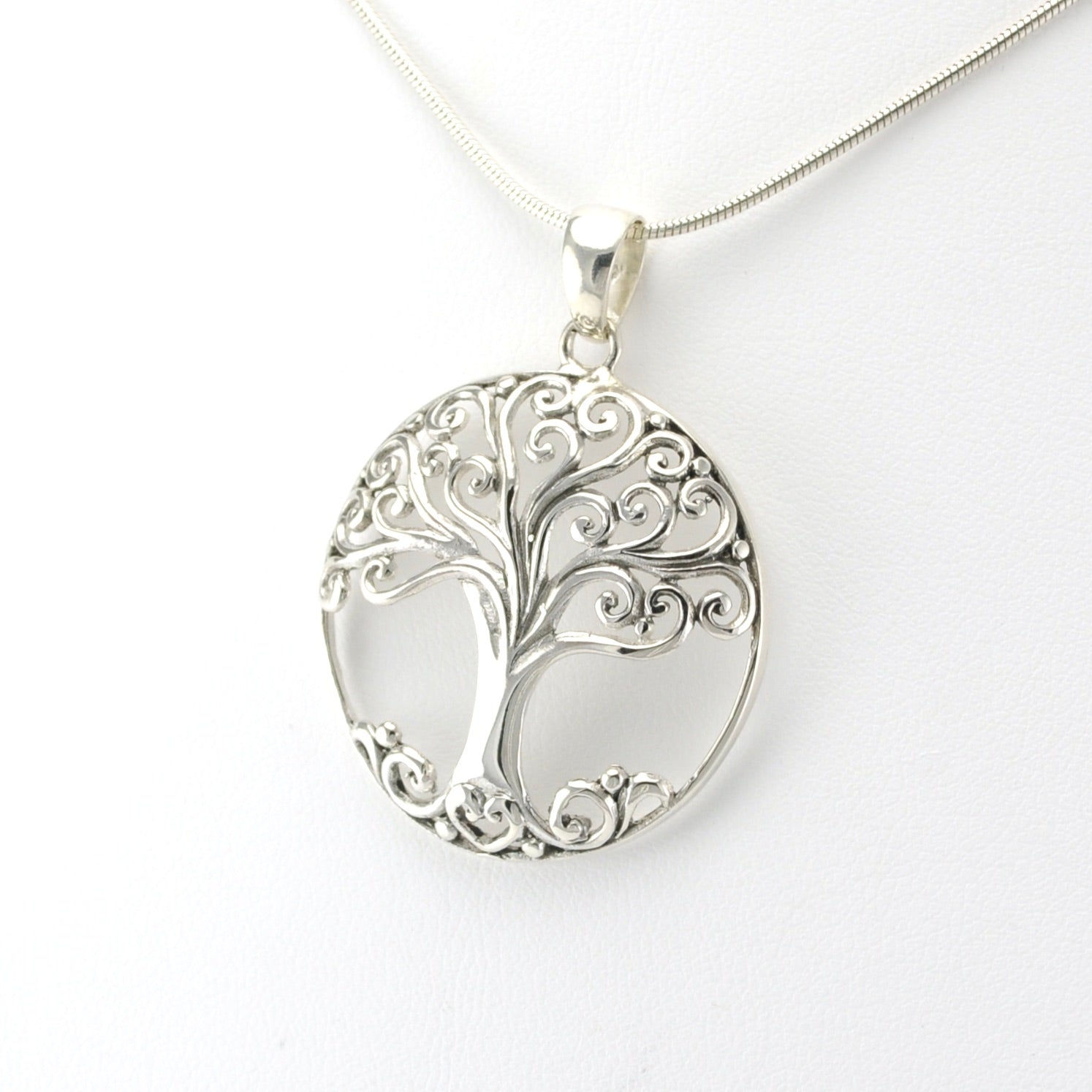 Sterling Silver Tree Round Large Pendant