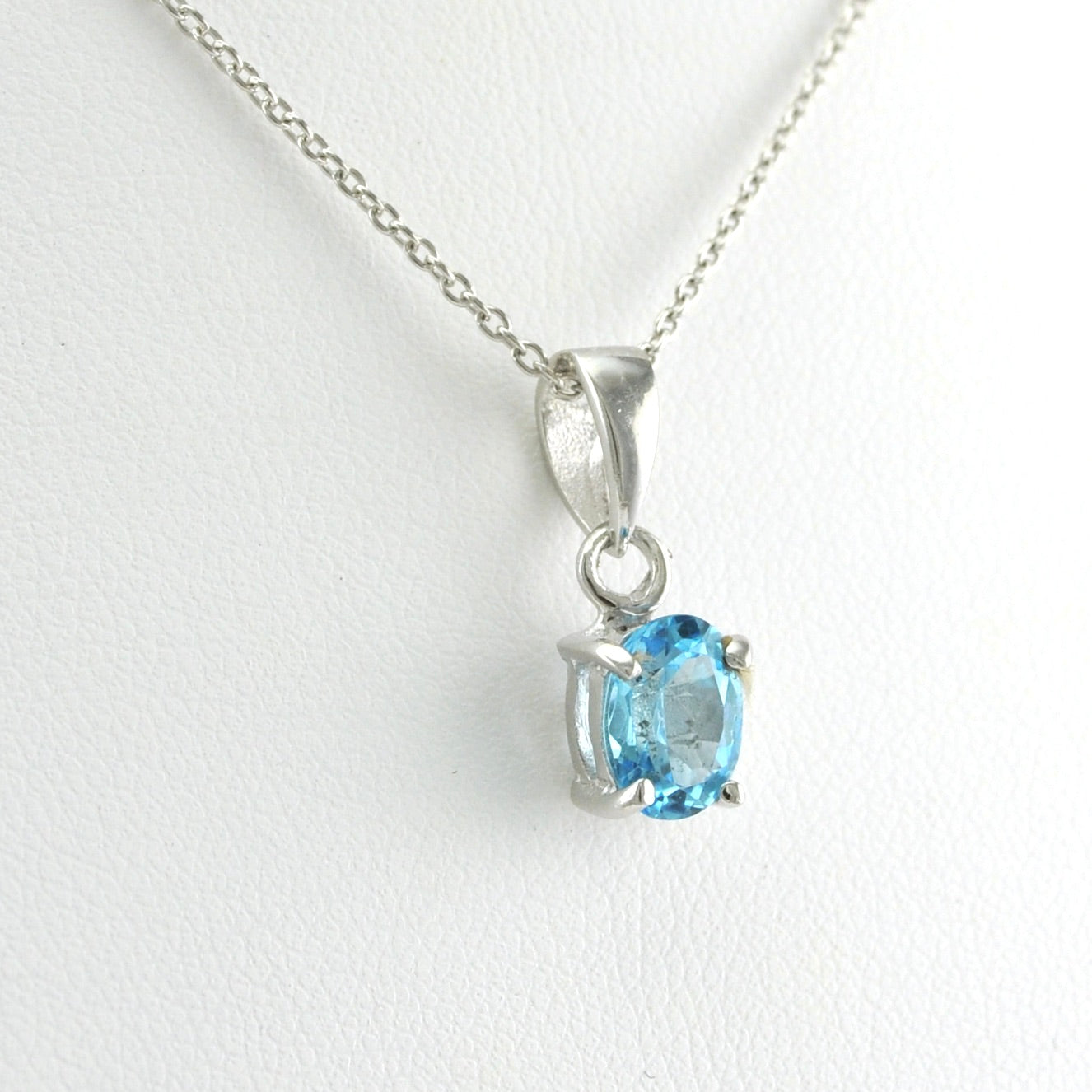 Alt View Sterling Silver Blue Topaz 6x8mm Oval Necklace