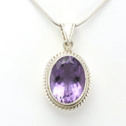 Alt View Sterling Silver Amethyst 12x16mm Oval Pendant