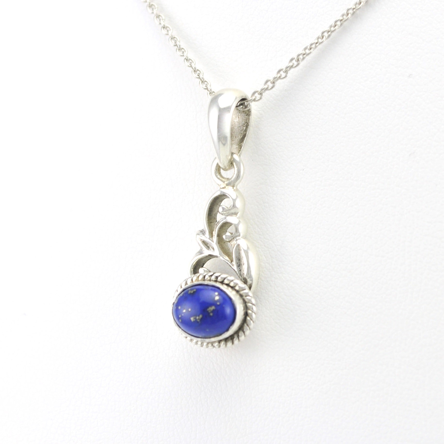 Sterling Silver Lapis 6x8mm Oval Pendant