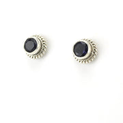 Sterling Silver Iolite 6mm Round Post Earrings