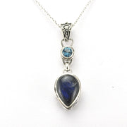 Alt View Sterling Silver Labradorite with Topaz Necklace