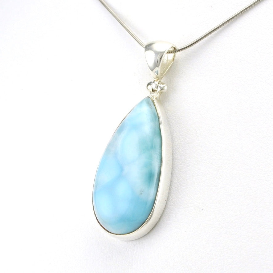 Sterling Silver Larimar 15x30mm Tear Pendant