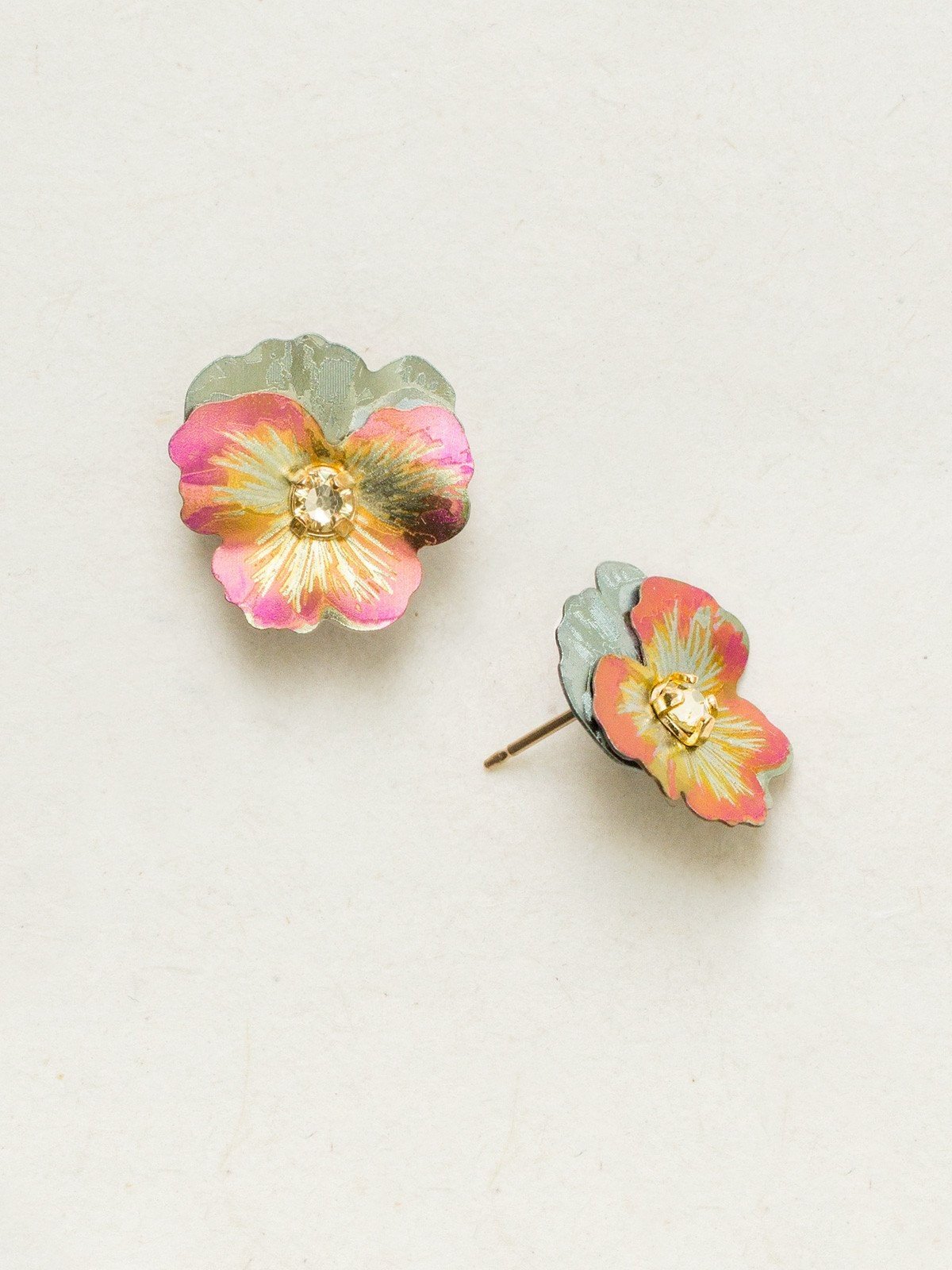 Apricot Garden Pansy Post Earrings