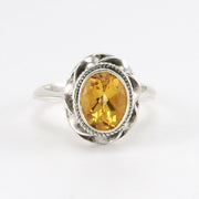 Sterling Silver Citrine 7x9mm Oval Ring