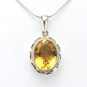 Alt View Sterling Silver Citrine 12x16mm Oval Pendant