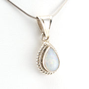 Side View Sterling Silver Australian Opal Tear Pendant
