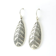 Side View Sterling Silver Leaf Dangle Earrings
