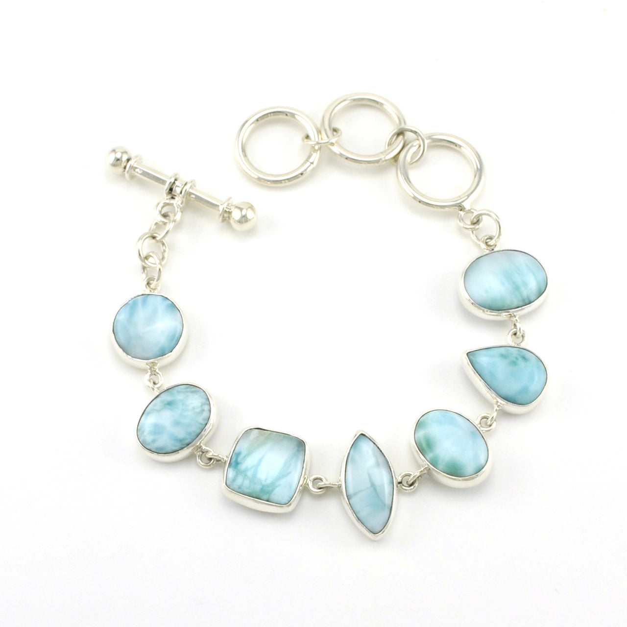 Sterling Silver Larimar Link Toggle Bracelet