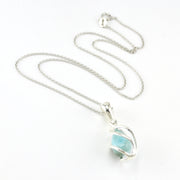 Sterling Silver Larimar Nugget Caged Large Necklace