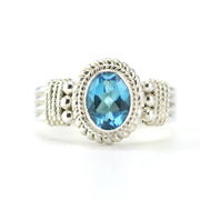 Sterling Silver Blue Topaz 6x8mm Oval Ring