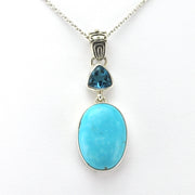 Alt View Sterling Silver Arizona Turquoise with Topaz Necklace