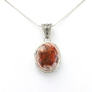 Alt View Sterling Silver Mexican Fire Opal Oval Bali Pendant