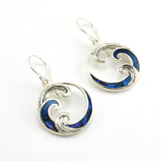 Sterling Silver Blue Abalone Wave Earrings