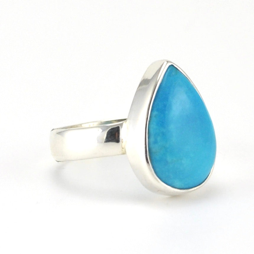 Side View Sterling Silver Arizona Turquoise 11x21mm Tear Ring