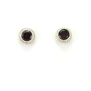 Alt View Sterling Silver Garnet 6mm Round Post Earrings