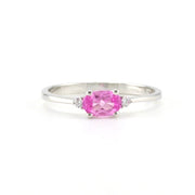 Sterling Silver Created Pink Sapphire .5ct CZ Ring