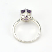 Side View Sterling Silver Amethyst 8mm Round Prong Set Ring
