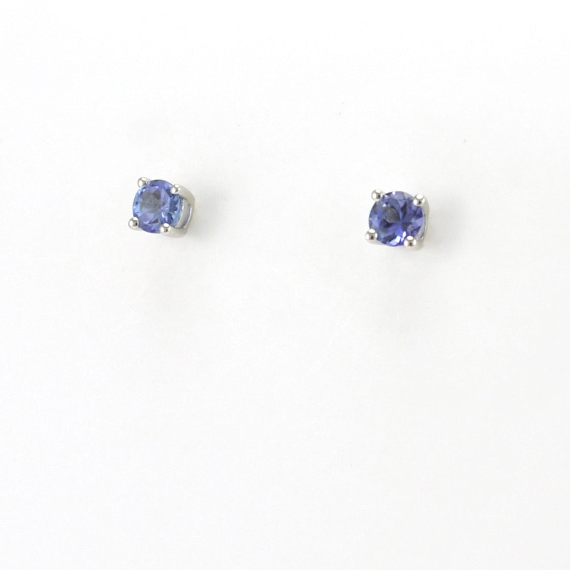 Side View Sterling Silver Tanzanite .4ct 4mm Round Post Earrings